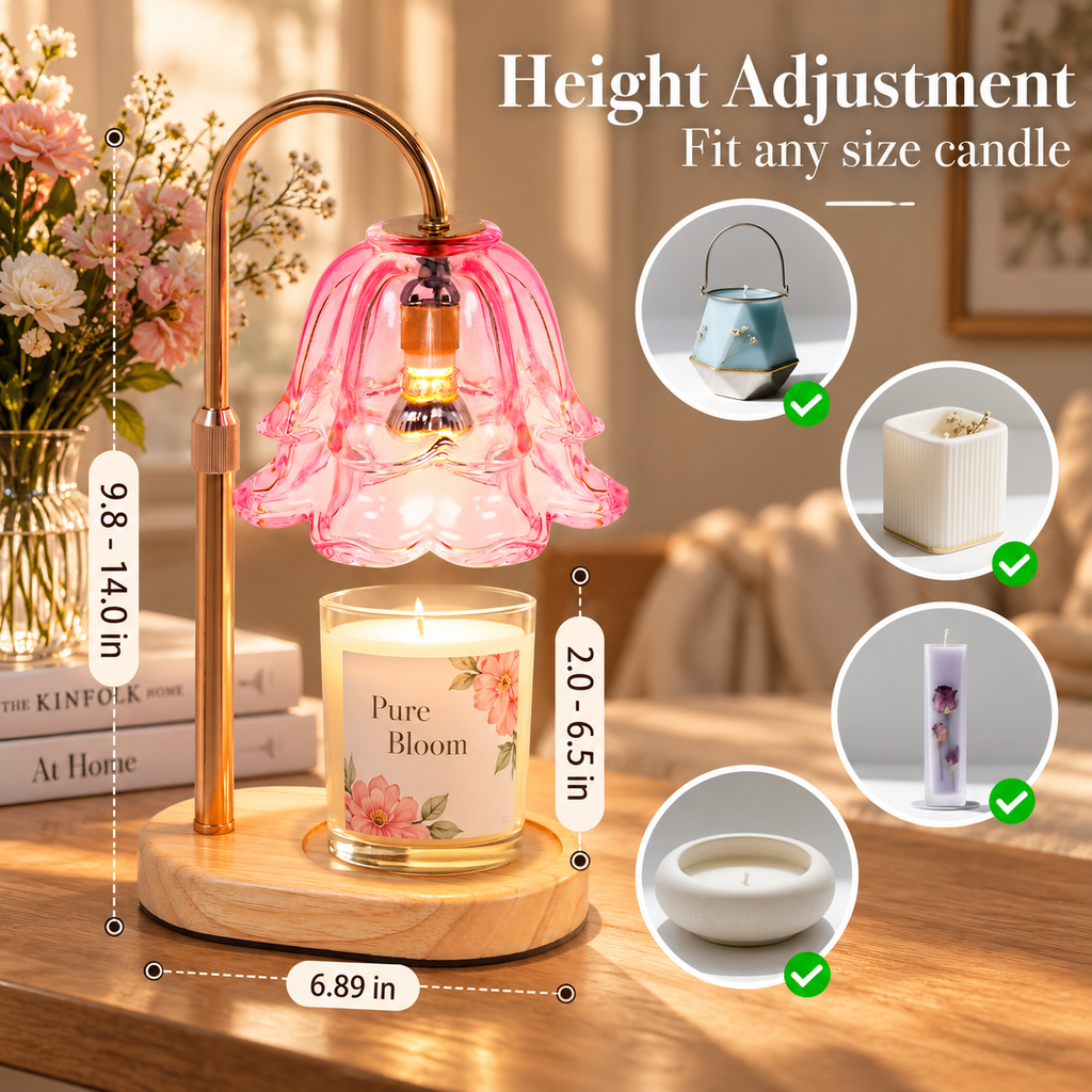 Pink Glass Candle Warmer Lamp