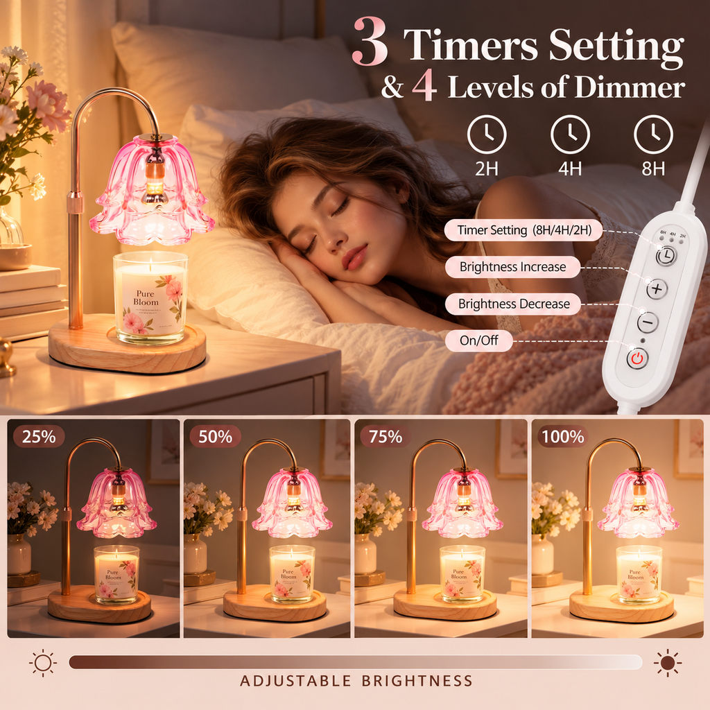 Pink Glass Candle Warmer Lamp