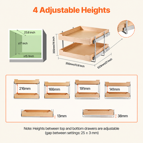 20" 2-Tier Pull-Out Cabinet Organizer