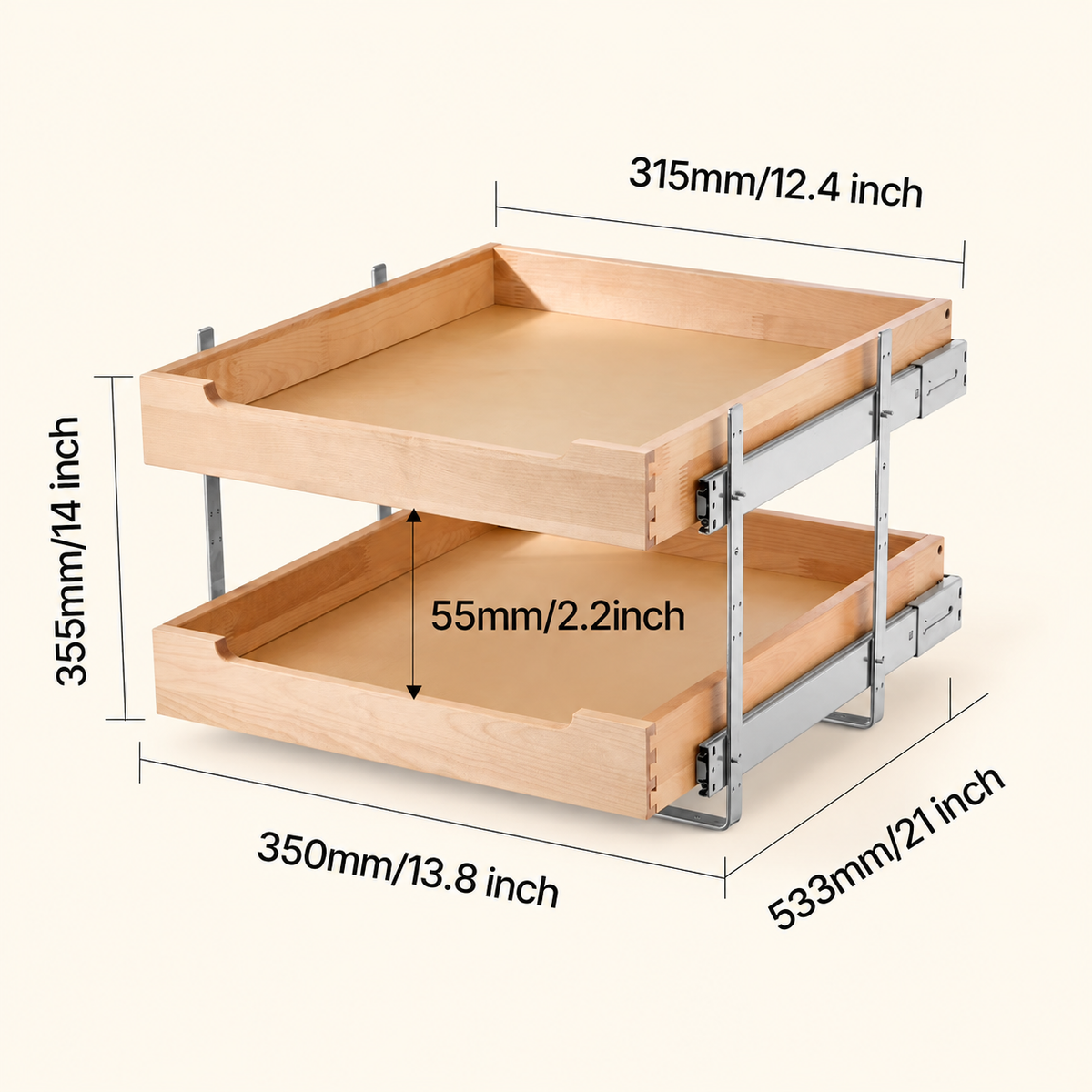 20" 2-Tier Pull-Out Cabinet Organizer