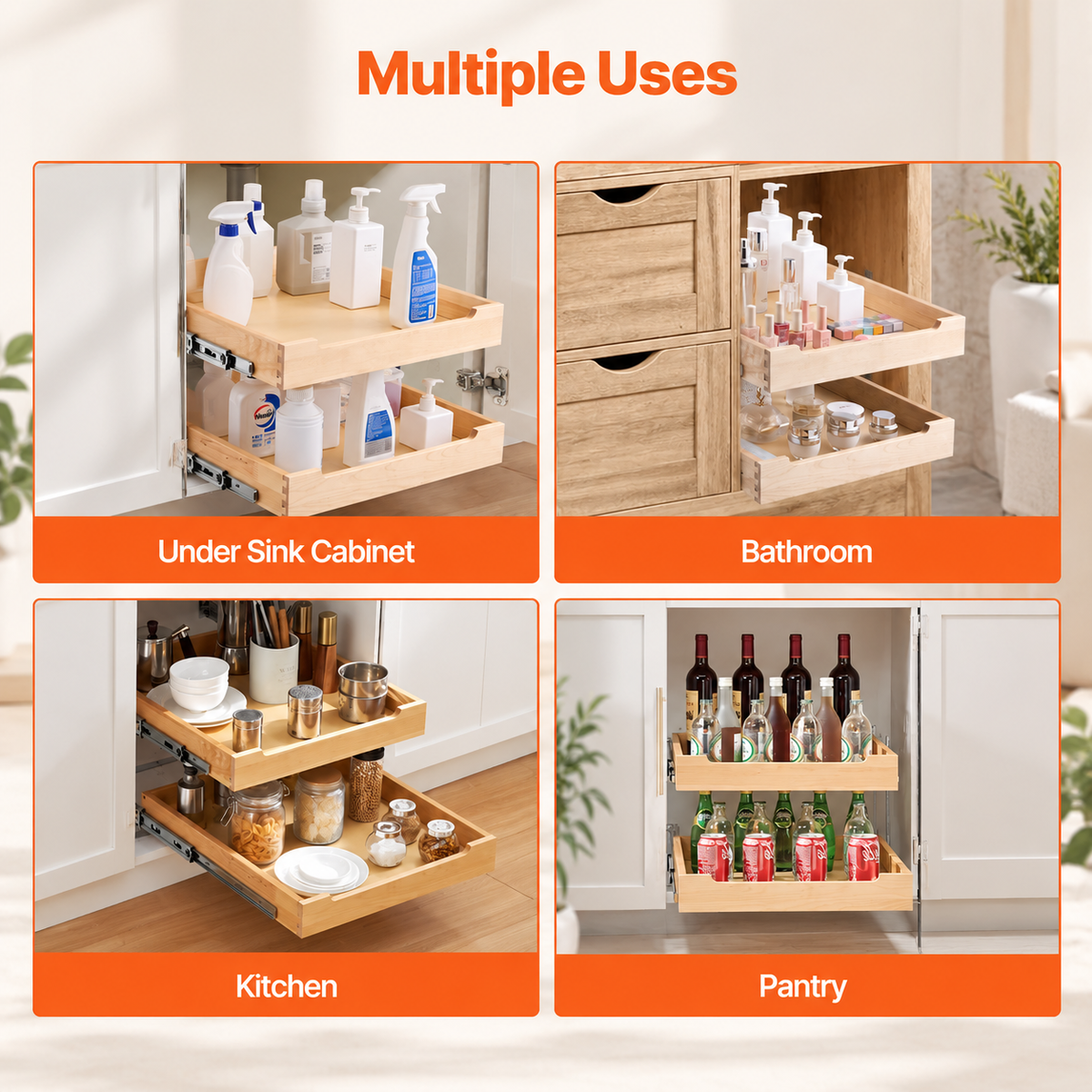 20" 2-Tier Pull-Out Cabinet Organizer