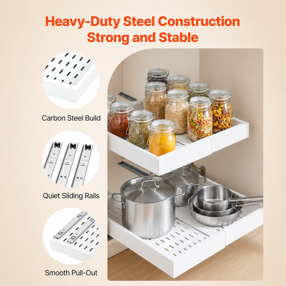 Adjustable 2-Pack Pull-Out Cabinet Organizers