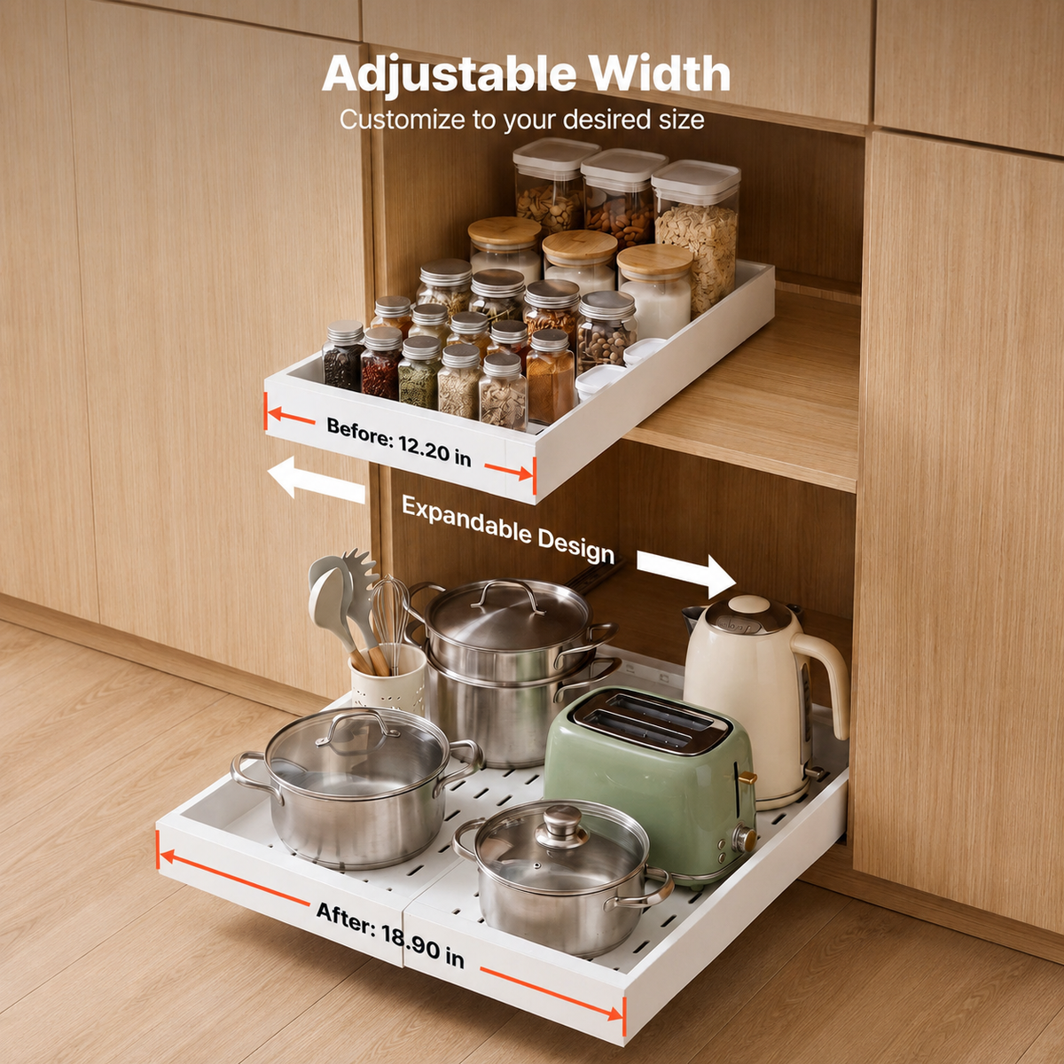 Adjustable 2-Pack Pull-Out Cabinet Organizers