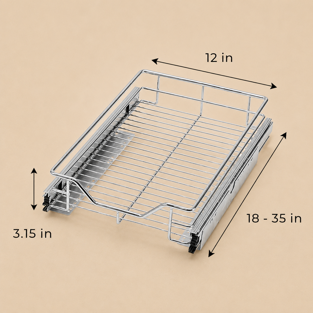 Small Chrome Pull-Out Cabinet Shelf