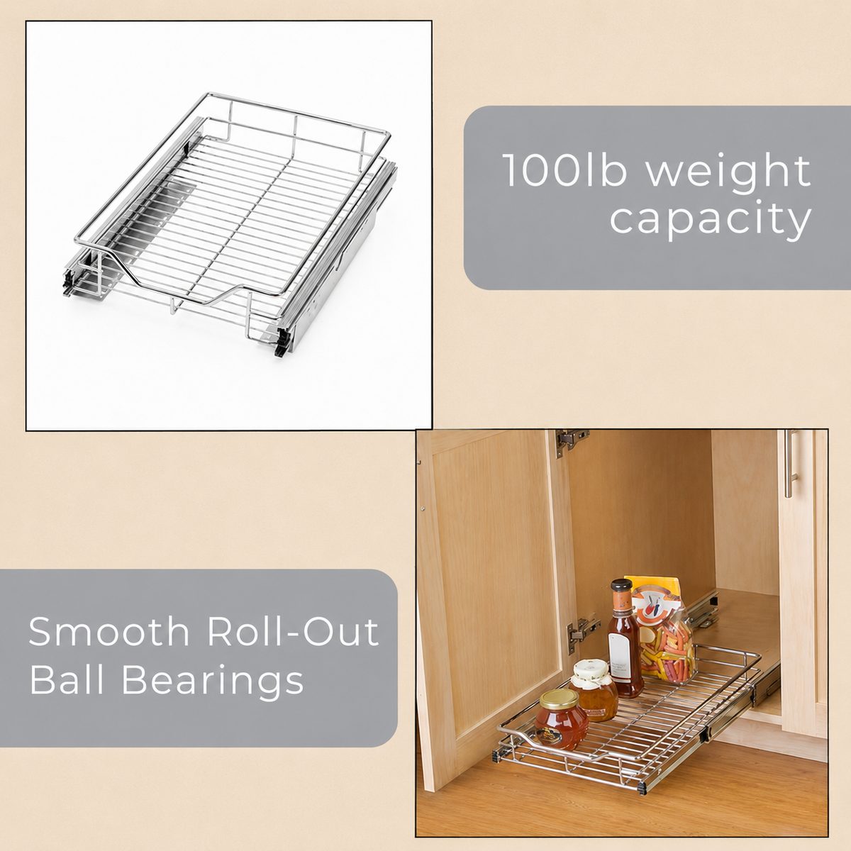 Small Chrome Pull-Out Cabinet Shelf