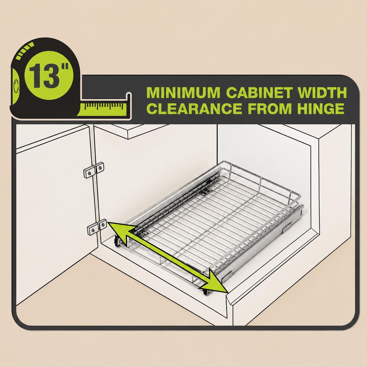 Small Chrome Pull-Out Cabinet Shelf