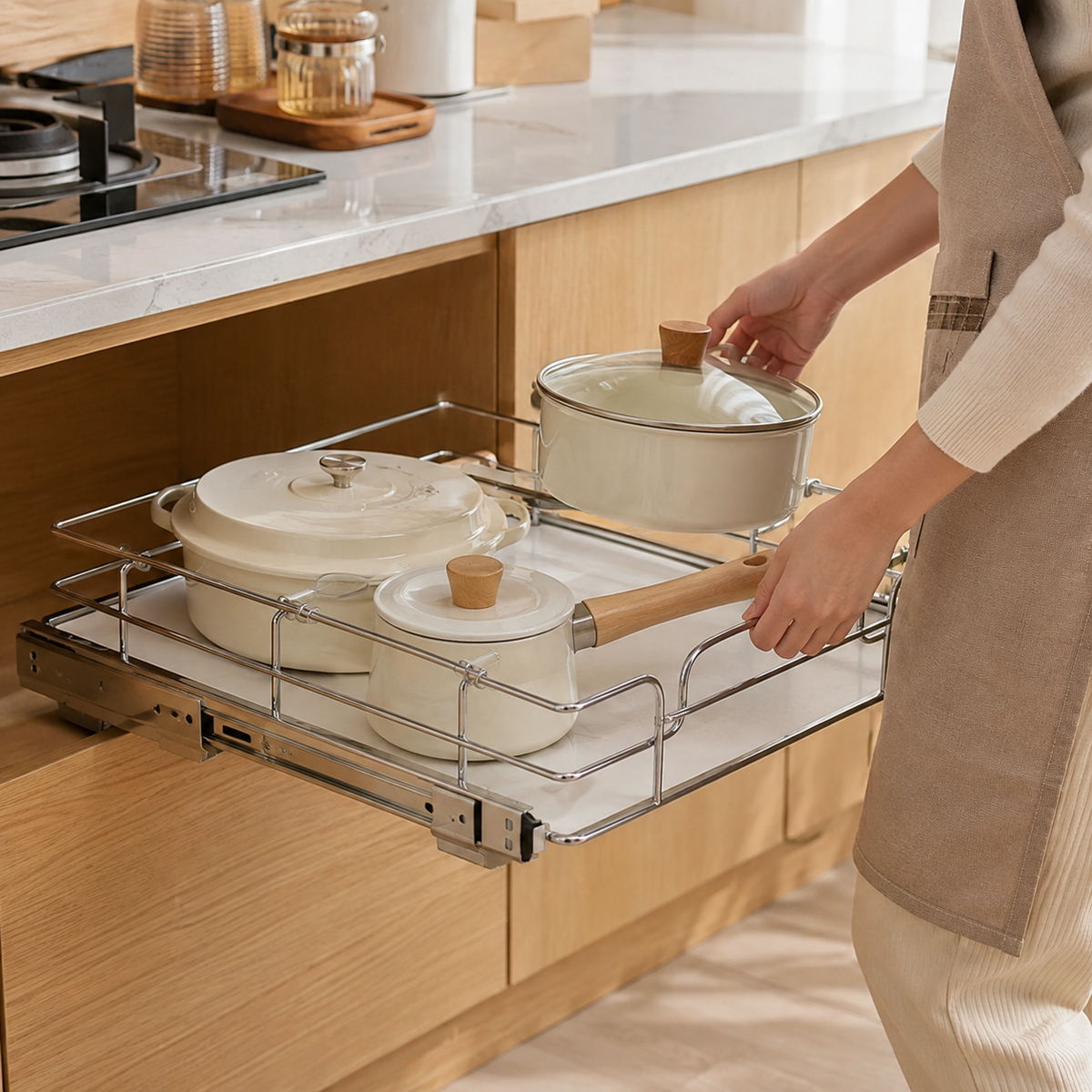 12.4" Steel Pull-Out Cabinet Organizer