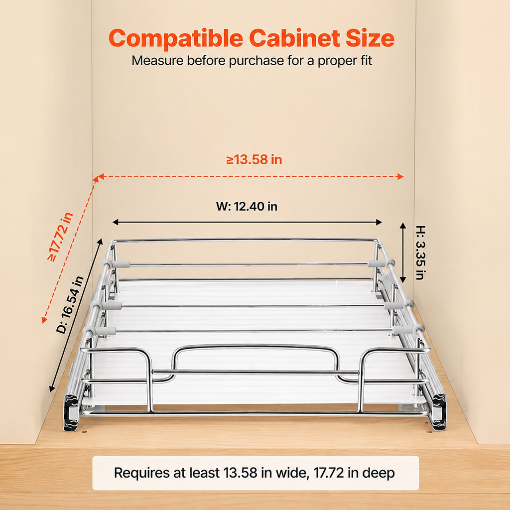 12.4" Steel Pull-Out Cabinet Organizer