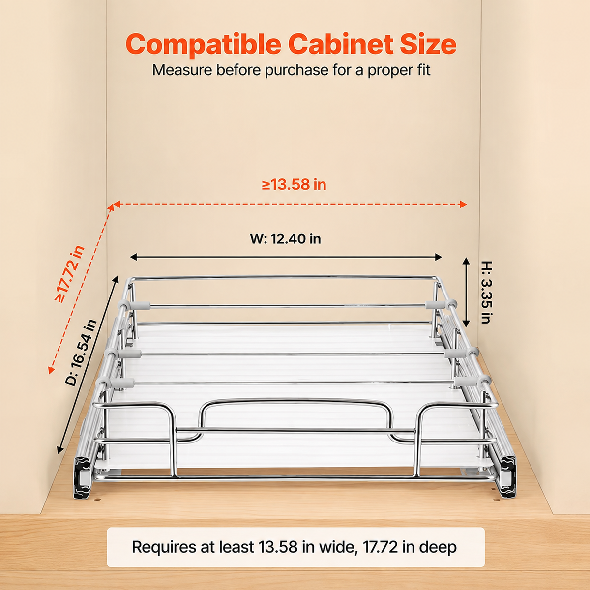 12.4" Steel Pull-Out Cabinet Organizer