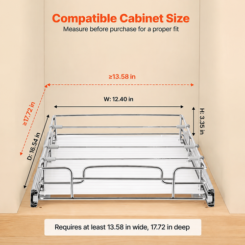 12.4" Steel Pull-Out Cabinet Organizer