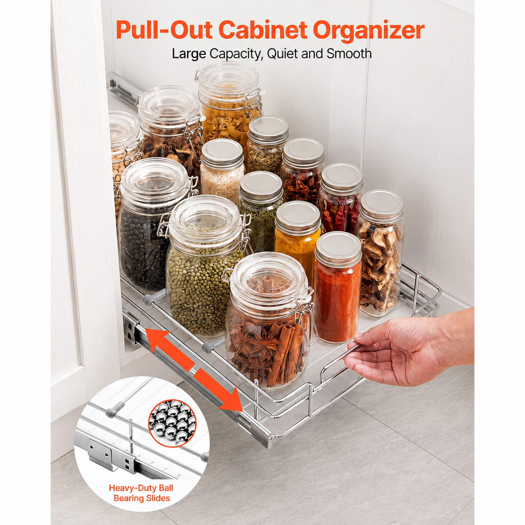 12.4" Steel Pull-Out Cabinet Organizer