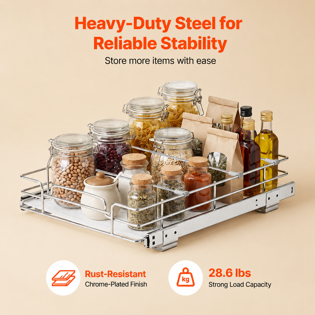 12.4" Steel Pull-Out Cabinet Organizer