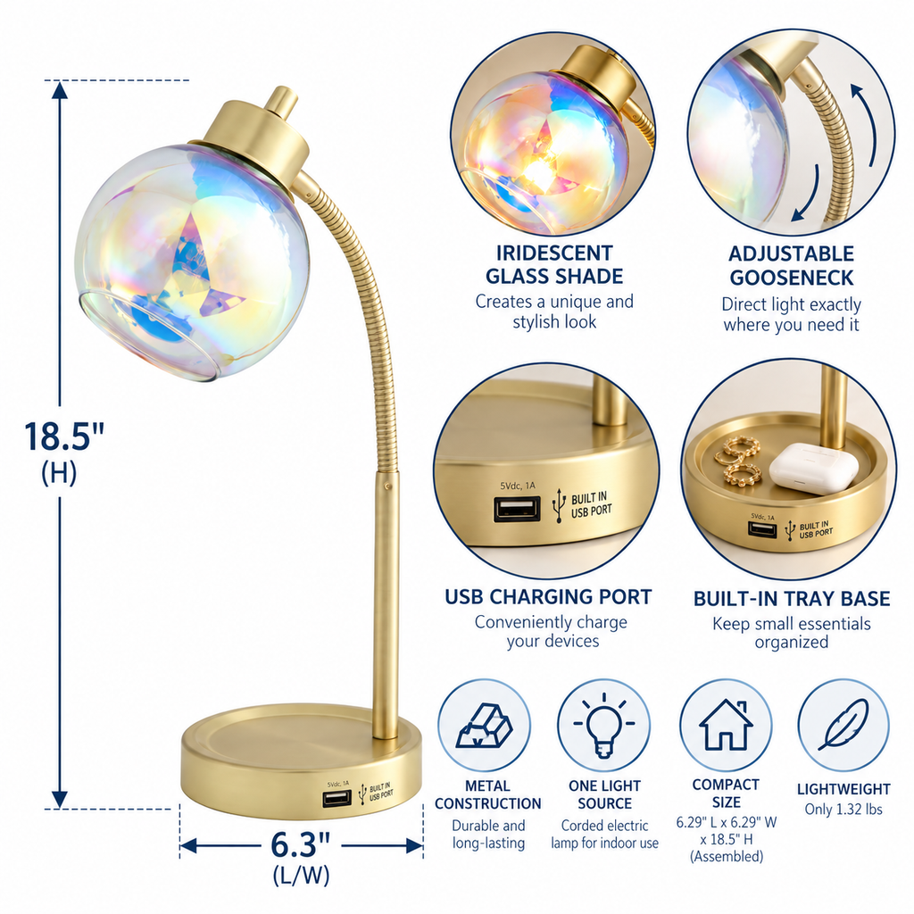 Gold Iridescent Desk Lamp