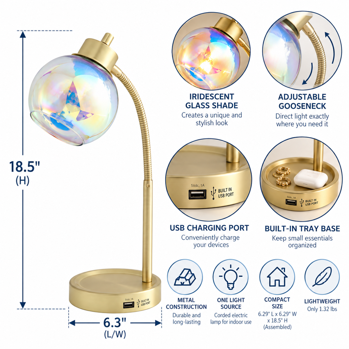 Gold Iridescent Desk Lamp