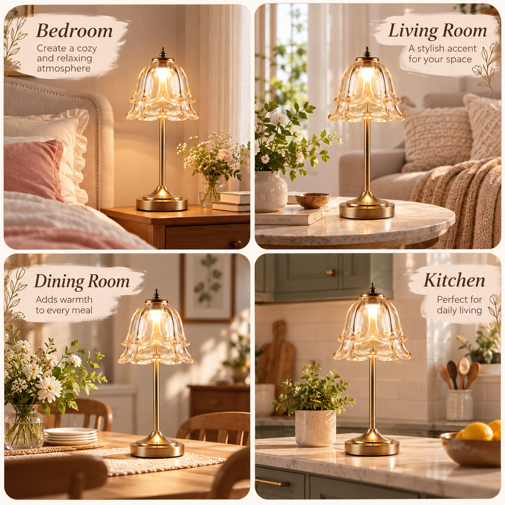 Pure Bloom Rechargeable Glass Table Lamp