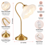 Gold Metal Table Lamp Vintage Floral Glass