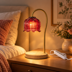 Red Glass Candle Warmer Lamp with Timer & Dimmer