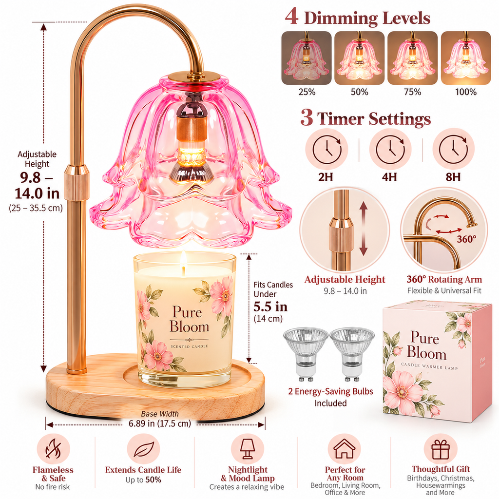 Pink Glass Candle Warmer Lamp